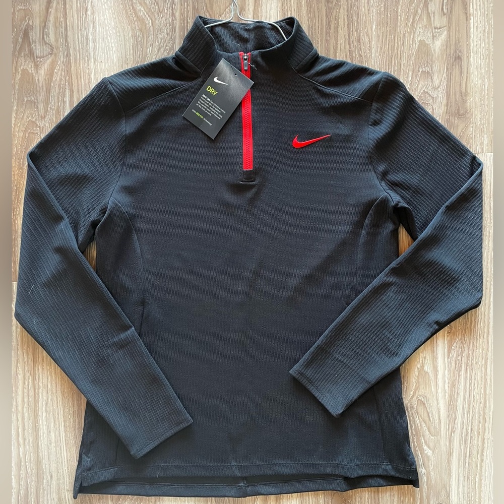 Nike Dry Training Long Sleeve Half Zip Top Womens Black/Red NWT Small